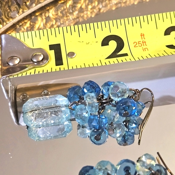 Blue Lucite Crystal Dangles - Picture 3 of 3